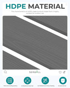 SERWALL 47 Inches Outdoor Bench, All Weather HDPE Backless Bench with Wood Grain Texture for Garden Porch and Park, Curved Bench Seat for Comfort, Grey