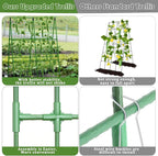 2 Packs Cucumber Trellis for Raised Beds, 31 X 47 Inch Adjustable Size A-Frame Garden Trellis for Climbing Plant Outdoors with Climbing Net and Plant Support Clip for Vegetable Grape Garden Supplies
