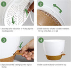 12inch 2Pack Large Self Watering Planters, Plastic Plant Pots with 60oZ Removable Deep Reservoir and Multi Mesh Drainage Holes for Indoor Outdoor Garden Plants and Flowers, White with Brown