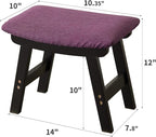 Foot Stool,Ottoman,Bamboo Small Sofa Foot Rest Under Desk,Extra Seating for Living Room, Bedroom and Kitchen (Black Stool Legs - Purple Surface)