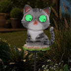 Cat Solar Garden Stakes 39.3inch with Decorative Green Moving LED Eyes, Cat Solar Lights Outdoor Garden Metal Yard Art for Outdoor Decor Lawn Ornament