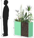 Rectangular Planter Box with Removable Insert Shelf - 32x12x24 Inches Large Size Planters for Patio Yard, Green