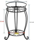 FaithLand 2 Pack Plant Stands, Heavy Duty Metal Planter Holder Indoor Outdoor, 2 Tier Round Potted Supports Rack, Corner Display Shelf Black