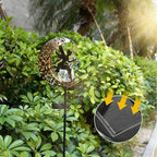 Solar Lights Garden Decorations Outdoor-Moon Fairy Lights with Crackle Glass Globe, Lawn Decorative Lights Waterproof Warm White LED, Decoration for Pathway Lawn Patio Courtyard Backyard(Moon Fairy)