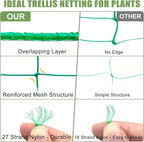 Garden Trellis Netting - Heavy Duty Trellis Net for Climbing Plants, 26.3x6.6Ft Plant Netting for Cucumber, Tomato, 27 Strands Nylon & 4x4 IN Mesh, Grow Netting for Fruits, Vegetables, Grape, Bean,Pea