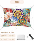 Sun Shade Sail 14'x18' Boho Floral Rectangle Sun Shade Sails Canopy Waterproof Mandala Flowers Plant Outdoor Sunshades Sand UV Block Cover Shade Cloth for Patio Backyard Garden Deck Porch Lawn