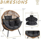 Shintenchi Wicker Egg Chair,Outdoor Indoor Rocking Chair,Large PE Rattan Rocking Chair with Cushion for Patio, Balcony, Backyard, Garden,Deep Grey