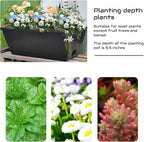 QPEY Window Box Planter, 10 Pack 17 Inch Plastic Flower Box with Tray Rectangular Planters for Outdoor Indoor Plants Garden Home Decor (Black)