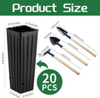 20 Pcs Plastic Deep Nursery Pots,9.8" Tall Tree Pots,Tall Nursery Tree Pots Plant Deep Seedling Pots, Flower Plant Container Pots with 3 Pcs Garden Tools for Indoor Outdoor Use