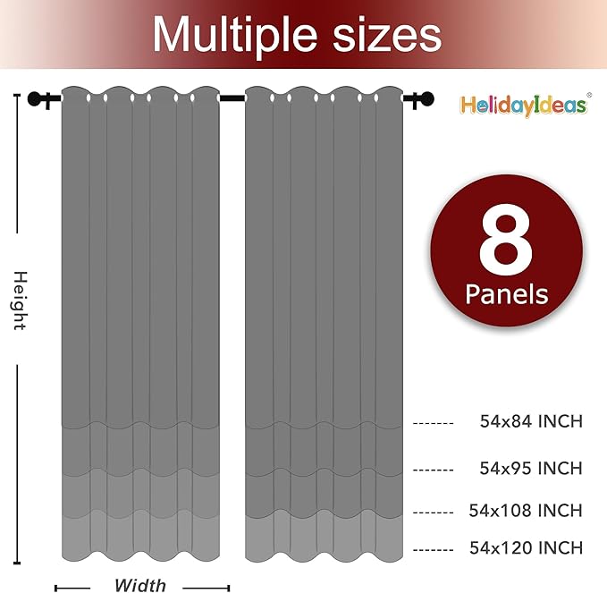 HolidayIdeas White Outdoor Curtains for Patio Waterproof 8 Pcs All Weather Balcony Grommet Top Outside Curtains for Apartments, Gazebo, Pergolas, Porch, 54x108 Inch