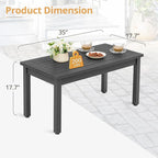 LUE BONA Outdoor Coffee Table Rectangle, HDPS Patio Coffee Tables for Outside, All Weather Patio Coffee Table with Slatted Tabletop for Deck, Garden, Balcony, Indoor or Outdoor Use, Dark Gray