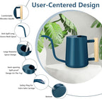 Watering Can Indoor Plants, 35oz Small Stainless Steel Metal Watering Can Modern Decorative Watering Pot with Long Spout for Indoor House Plant Bonsai Garden Flowers (Dark Blue)