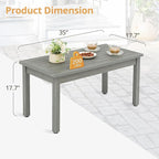 LUE BONA Outdoor Coffee Table Rectangle, HDPS Patio Coffee Tables for Outside, All Weather Patio Coffee Table with Slatted Tabletop for Deck, Garden, Balcony, Indoor or Outdoor Use, Light Gray