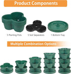 VECELO 5 Tier Vertical Garden Planter, Self Watering Stackable Planters with Wheels for Strawberries, Herbs, Flowers, Vegetables, Dark Green