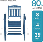 Ciokea Heavy Duty Bar Height Chair, 380lbs Outdoor Adirondack Tall Bar Chair Patio Stool with Arms & High Back, Heavy Duty All-Weather for Balcony, Poolside, Deck and Garden, Navy Blue