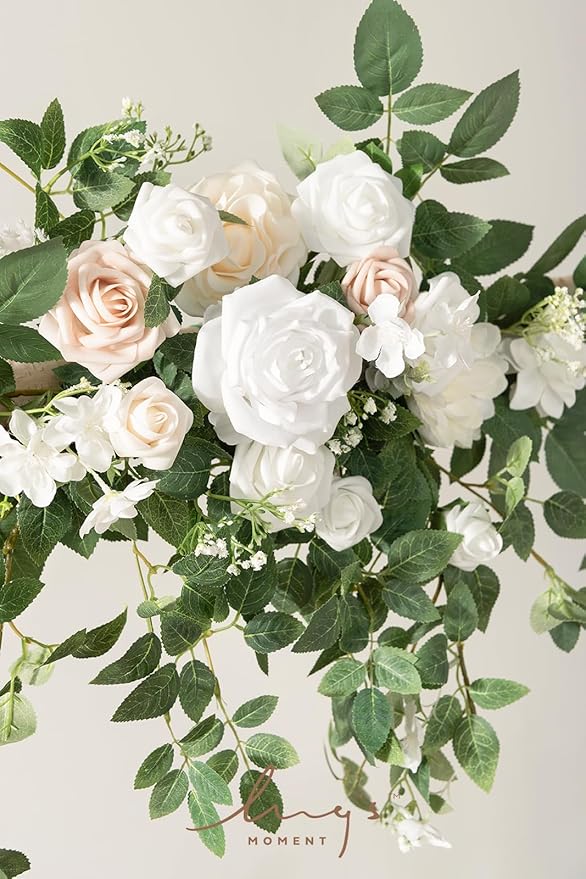 Artificial Wedding Arch Flower Garland 6.5 ft Silk White Sage Green