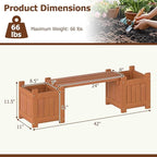 Giantex 2-in-1 Outdoor Bench with 2 Raised Garden Beds, Wood with Teak Oil Finish, Planter Boxes with Open-Ended Base, Garden Bench Seat for Porch Balcony Lawn Yard, DIY Assembly, 42"x11"x11.5"