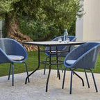 Outdoor Table Patio Table Dining Table with Tempered Glass Umbrella Hole for Lawn Balcony, Yard (Square)