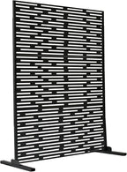Oakland Living 6 ft. X 4 ft. Black Freestanding Metal Privacy Screen Room Divider