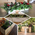 Efavormart 24"x6" Natural Rectangular Wood Planter Box Set with Removable Plastic Liners, DIY Rustic Wooden Box for Succulents, Wedding Centerpieces and Home Decor