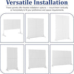 FENCY Outdoor Privacy Screen, 72" H×47" W Metal Privacy Screen, Outdoor Freestanding Privacy Screen & Panels for Deck Patio Balcony(White-Louvered)