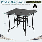 Tangkula 37" Metal Patio Dining Table for 4, Square Heavy Duty Outdoor Dining Table with Umbrella Hole, 4-Person Outside Dining Furniture for Porch, Garden, Balcony and Backyard