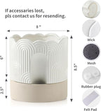 Nihow Self Watering Plant Pot for Indoor Plants with Wick: 8 Inch Ceramic Planter with Drainage Hole & Water Storage - Relief Design - Beige & Nature Flower Pot