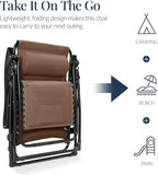 Best Choice Products Oversized Padded Zero Gravity Chair, Folding Outdoor Patio Recliner, XL Anti Gravity Lounger for Backyard w/Headrest, Cup Holder, Side Tray, Polyester Mesh - Dark Brown