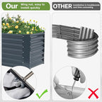 6x2x2ft Raised Garden Bed - Galvanized Deep Root Planter Boxes Outdoor with Wing Nuts and Safety Edges for Gardening Vegetables, Flowers, Herbs, Succulents - Gray