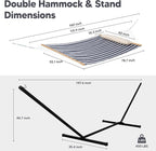 SUNCREAT Double Hammock with Stand Included, Outdoor Portable Hammock with Stand, Blue