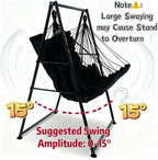 Hammock Chair Stand with X-Large Swing Chair with Footrest，Anti-Tip Thickened Weather-Resistant Iron Pipe Swing Frame, 450Lbs Stand Capacity Quick Assembly for Indoor Outdoor (Dark Grey)