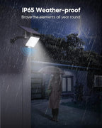 JACKYLED Upgraded Solar Flood Lights Outdoor Motion Sensor, 1000 Lumens Dusk to Dawn Solar Lights Outdoor, 48 LED, IP65 Waterproof, 3 Modes, Auto On/Off, Separate Solar Panel with 9.8ft Cord