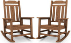 SERWALL Oversized Rocking Chair Set of 2 Outdoor, HDPE Outdoor Rocking Chair Set of 2, Brown
