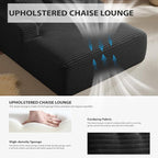 67 Inch Oversized Chaise Lounge Chair Indoor, Corduroy Upholstered Boneless Sofa Bed, Deep Seat Sleeper Couch Reading Chairs, Cloud Sofas Couches for Living Room, No Assembly Required (Black)