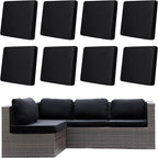Outdoor Cushion Covers, 8 Pack Black Stretch Fit for Patio Furniture