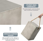 COSIEST Concrete Side Table, Rectangular Outdoor Side Table w Hemp Rope Handles,15''Patio Side Tables End Table, Outdoor Accent Coffe Table for Garden and Patio, Grey