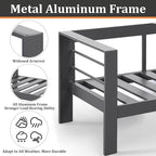 Kiss the Water Outdoor Patio Furniture Loveseat Sofa, All-Weather Metal Aluminum Patio Couch with 5" Thick and Soft Cushion and Wide Arm, Outdoor Couch for Balcony, Porch, Backyard