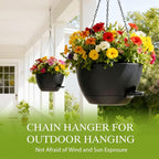 12 Inch Hanging Baskets 2 PC with Chains, Self-Watering Hanging Planters for Indoor Outdoor Plants, Plastic Hanging Flower Pots,Black