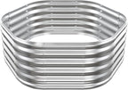 Hexagon Raised Garden Bed, 48 Inch Diagonal & 16.5 Inch Tall, Galvanized Steel Planter Box with Wave-Shaped Metal Panels for Outdoor Flower,Tree,Herb & Vegetable Garden (Silver, 4FT X 1.5FT)