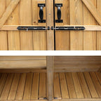 Outvita Outdoor Storage Cabinet with Waterproof Roof, Double Lockable Doors Garden Shed with 2 Removable Shelves, Wooden Storage Shed with Large Storage Space for Yard Garge Patio Deck Porch（Natural）