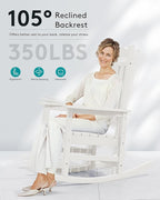 SERWALL Outdoor Rocking Chair White Set of 8, All Weather Patio Rocking Chair, HDPE Poly Rocking Chair for Adults, Heavy Duty Front Porch Rocker
