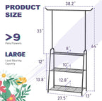Metal Plant Stand Indoor Outdoor, 3 Tier Tall Corner Plant Shelf, Hanging Flower Ladder for Living Room, Balcony, Garden, Patio (Black)