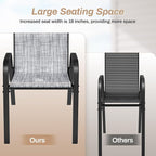 TLSUNNY Patio Chairs, Stackable Textilene Outdoor Dining Furniture for All Weather, with 17.7″ Wide Seat & Metal Frame, for Garden, Backyard, Deck, Restaurant, Poolside (6, Grey, 26.4″)