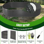 A ANLEOLIFE 8X4X1.5 ft Galvanized Raised Garden Beds Outdoor, Oval Large Metal Planter Box for Planting Vegetables Flowers Herb, Anti-Rust & Easy-Setup, Quartz Grey
