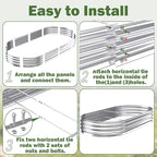 Galvanized Raised Garden Bed Outdoor, 8x4x1ft Metal Heavy Duty Planter Boxes for Gardening, Easy Assemble Large Oval Plant Container Kit for Vegetables, Flowers, Fruits, Silver, 1 Pack