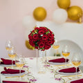 Artificial Flowers Crimson Faux Silk Rose Ball Centerpiece, Zip Ties Included