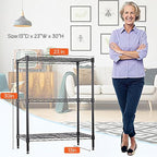 BestOffice 3-Shelf Adjustable Metal Storage Shelves Wire Shelving Unit Organizer Wire Rack 450Lbs Capacity for Small Places Kitchen Garage 23Lx13.2Wx30.2H,Black