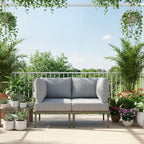 Sundale Outdoor 2 Pieces Metal Patio Furniture Set, Outdoor Sectional Sofa w/6 Inch Olefin Cushion, Modern Outdoor Conversation Sets for Porch, Balcony
