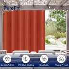 PureFit Outdoor Curtains for Patio Waterproof Weatherproof, UV and Fade Resistant Outside Curtains for Gazebo, Front Porch, Pergola, Sun Blocking Privacy Curtain, 100W x 84L inch, 1 Panel, Red Clay