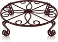 Brown Plant Stand for Flower Pot Heavy Duty Potted Holder Indoor Outdoor Metal Rustproof Iron Garden Container Round Supports Rack for Planter Bronze, Pumpkin Stand Outdoor